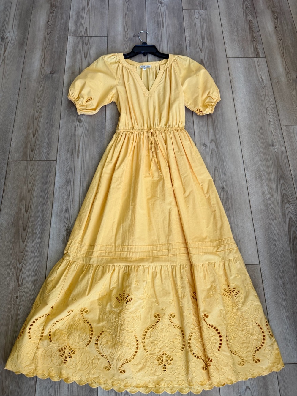 Moon River Yellow Eyelet Maxi Dress